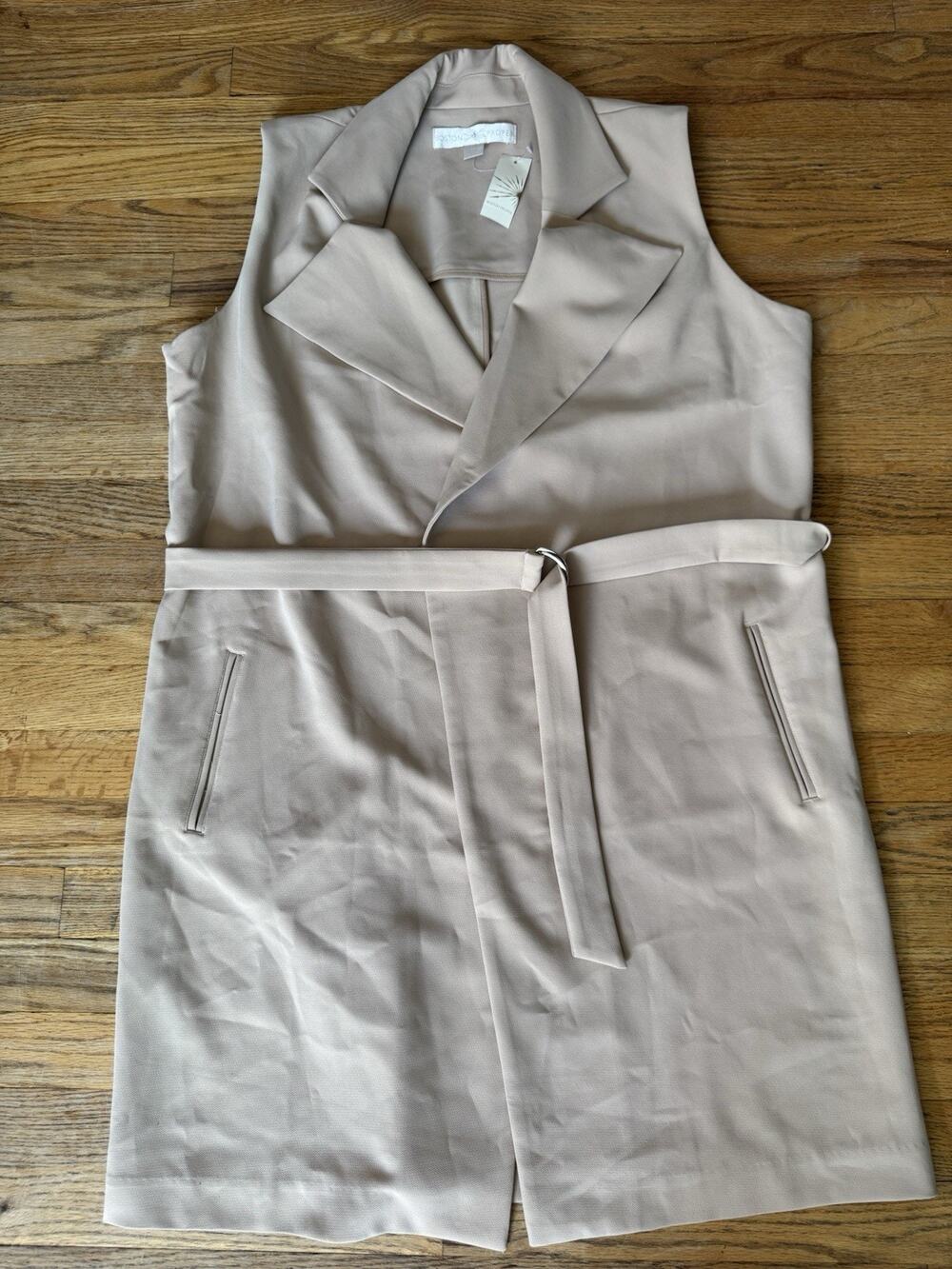 Boston Proper Blazer Long Vest Womens Size 18 Sleeveless Preppy Langenlook